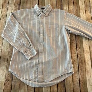 Lands’ End mens long sleeve striped button down shirt | size 15.5 neck